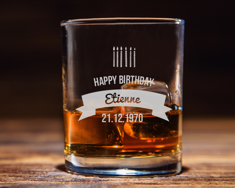 Personalisierbares Whiskyglas - Geburtstagskerzen