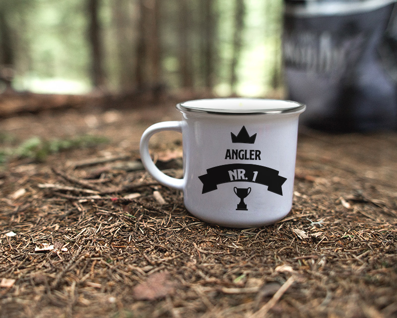 Personalisierte Emaille-Tasse - Angler Nr. 1